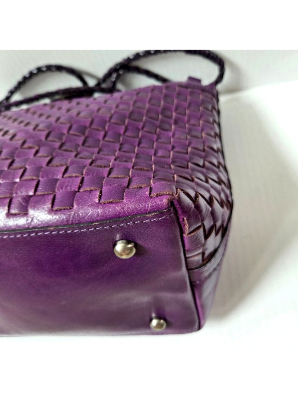 Patricia Nash Purse Purple Discovery Woven Iverna Bucket Shoulder Bag Plum Jam - Picture 9 of 16